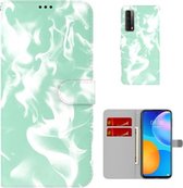 Voor Huawei P smart 2021/Y7a Cloud Fog Pattern Horizontal Flip Leather Case met Houder & Card Slot & Wallet (Mint Groen)