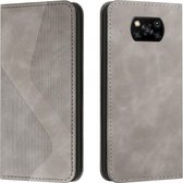 Voor Xiaomi Poco X3 NFC Skin Feel Magnetisch S-type Effen Kleur Horizontale Flip Lederen Case met Houder & Kaartsleuf & Portemonnee (Grijs)