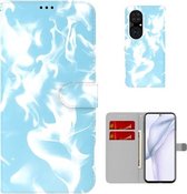 Voor Huawei P50 Pro Cloud Fog Pattern Horizontal Flip Leather Case met houder & kaartsleuf & portemonnee (hemelsblauw)