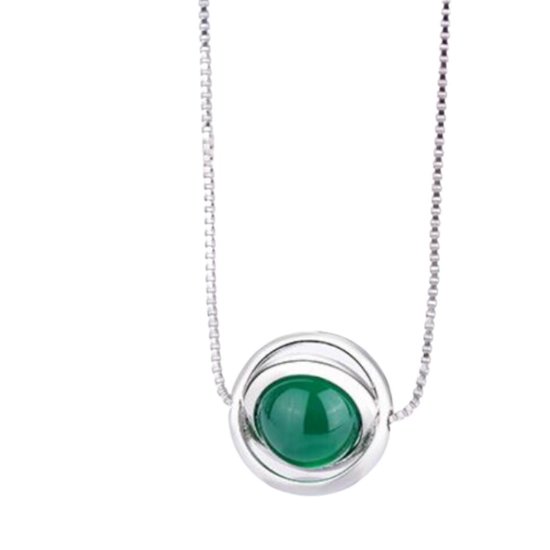 Gehoorzaamheid achter niemand Ketting-zilver-cirkels-groen-steen-45 cm-Charme Bijoux | bol.com