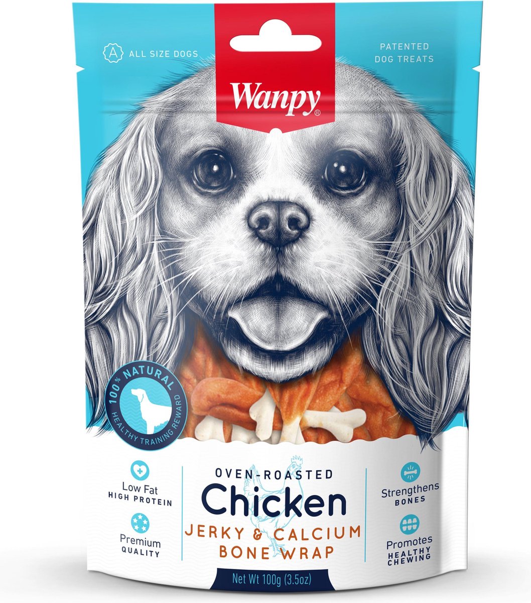 Wanpy - Chicken Jerky & Calcium Bone Wrap 3x100gram - Hondensnacks