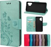 Voor Samsung Galaxy A32 4G vlinder bloempatroon horizontale flip lederen tas met houder & kaartsleuven & portemonnee (groen)