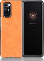 Voor Xiaomi Mi Mix Fold Schokbestendig Naaien Koe Huidtextuur PC + PU + TPU Case (Oranje)