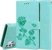 Voor Samsung Galaxy A32 5G Rose reliëf horizontale flip PU lederen tas met houder & kaartsleuven & portemonnee (groen)