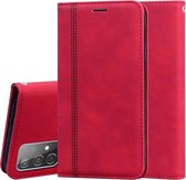 Voor Samsung Galaxy A52 5G / 4G Frosted Business Magnetische Horizontale Flip PU lederen tas met houder & kaartsleuf & lanyard (rood)