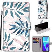 Voor OPPO Realme C15 / C12 / C25 / 7i (wereldwijd) / Narzo 20 / 30A Gekleurde tekening Cross Texture Horizontale flip PU lederen tas met houder & kaartsleuven & portemonnee & lanyard (roze gr