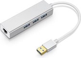 YH-U1009 3 x USB 3.0 + RJ45 naar USB 3.0 externe schijfvrije HUB voor laptops, willekeurige kleurlevering