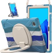 Voor Samsung Galaxy Tab A7 10.4 (2020) T500 / T505 siliconen + pc-beschermhoes met houder en schouderriem (kleurrijk blauw)