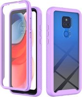 Voor Motorola Moto G Play (2021) Sterrenhemel Solid Color-serie Schokbestendige pc + TPU-hoes met PET-folie (lichtpaars)