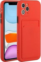 Card Slot Design Shockproof TPU beschermhoes voor iPhone 11 Pro (rood)