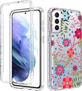 Voor Samsung Galaxy S21 + 5G 2 in 1 hoog transparant geverfd schokbestendig PC + TPU beschermhoes (kleine bloemen)