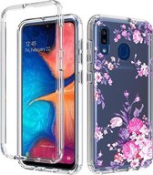 Voor Samsung Galaxy A20 2 in 1 hoog transparant geverfd schokbestendig pc + TPU beschermhoes (roze)