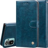 Voor xiaomi redmi note 10 zakelijke stijl olie wax textuur horizontale flip lederen tas met houder & kaartsleuven & portemonnee (blauw)