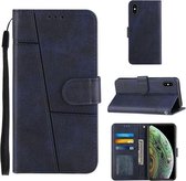 Stiksels Kalfsstructuur Gesp Horizontale Flip Leren Case met Houder & Kaartsleuven & Portemonnee & Lanyard Voor iPhone XS Max (Blauw)