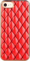 Electroplated Rhombic Pattern Sheepskin TPU beschermhoes voor iPhone SE 2020/8/7 (rood)