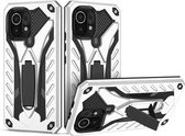 Voor Xiaomi Mi 11 schokbestendige TPU + pc-beschermhoes met houder (zilver)