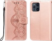 Voor OPPO Find X3 / X3 Pro Flower Vine Embossing Pattern Horizontale Flip Leather Case met Card Slot & Holder & Wallet & Lanyard (Rose Gold)
