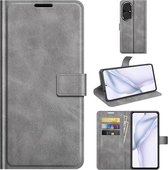 Voor Huawei P50 Retro Kalfspatroon Gesp Horizontale Flip Leren Case met Houder & Kaartsleuven & Portemonnee (Grijs)