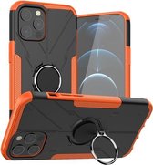 Machine Armor Bear Shockproof PC + TPU beschermhoes met ringhouder voor iPhone 12 Pro Max (oranje)