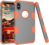 Contrasterende kleur siliconen + pc schokbestendig hoesje voor iPhone XS Max (grijs + oranje)
