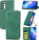 Voor OPPO Reno5 Pro 5G Retro Skin Feel Business Magnetische Horizontale Flip Leren Case met Houder & Kaartsleuven & Portemonnee & Fotolijst (Groen)