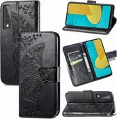 Voor LG Stylo 7 Butterfly Love Flower Reliëf Horizontale Flip Leather Case met Bracket & Card Slot & Wallet & Lanyard (Black)