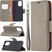 Voor Xiaomi Redmi Note 10 4G Litchi Textuur Pure Kleur Horizontale Flip Leren Case met Houder & Kaartsleuven & Portemonnee & Lanyard (Grijs)