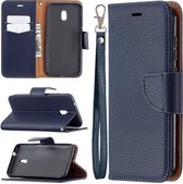 Voor Nokia C1 Plus Litchi Textuur Pure Kleur Horizontale Flip Leren Case met Houder & Kaartsleuven & Portemonnee & Lanyard (Donkerblauw)