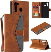Voor Samsung Galaxy A21 Stiksels Kalfsstructuur Horizontale Flip Leren Case met Houder & Kaartsleuven & Portemonnee (Bruin)
