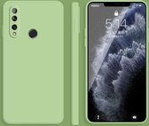 Voor Huawei Enjoy 10 Plus Effen Kleur Imitatie Vloeibare Siliconen Rechte Rand Valbestendige Volledige Dekking Beschermhoes (Matcha Groen)