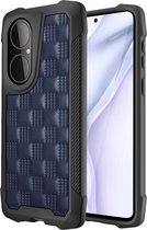 Voor Huawei P50 3D reliëf PU + PC + TPU Skidproof schokbestendig hoesje (blauw)