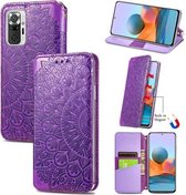 Voor Xiaomi Redmi Note 10 Pro Blooming Mandala Reliëfpatroon Magnetische Horizontale Flip Leren Case met Houder & Kaartsleuven & Portemonnee (Paars)