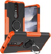Voor Nokia 2.4 Machine Armor Bear Shockproof PC + TPU beschermhoes met ringhouder (oranje)