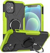 Machine Armor Bear Shockproof PC + TPU beschermhoes met ringhouder voor iPhone 12 mini (groen)