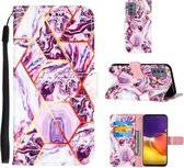 Voor Samsung Galaxy A82 5G Marmer Stiksels Horizontale Flip PU Leren Case met Houder & Kaartsleuven & Portemonnee & Lanyard (Paars)