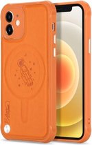 Astronautpatroon Galvaniserende drukknop Schokbestendig TPU Magsafe-hoesje voor iPhone 11 Pro Max (oranje)