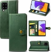 Voor Samsung Galaxy A22 5G effen kleur lederen gesp telefoonhoes met lanyard & fotolijst & kaartsleuf & portemonnee & standaardfunctie (groen)