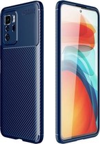 Voor Geschikt voor Xiaomi Redmi Note 10 Pro 5G koolstofvezel textuur schokbestendig TPU-hoesje (blauw)