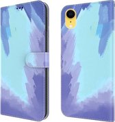 Aquarel patroon horizontale flip lederen hoes met houder & kaartsleuf & portemonnee voor iPhone XR (wintersneeuw)