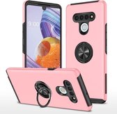 Voor LG Stylo 6 PC + TPU schokbestendige magnetische beschermhoes met onzichtbare ringhouder (roségoud)