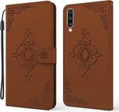 Voor Samsung Galaxy A70 / A70s Reliëf Fortune Bloem Patroon Horizontale Flip Leren Case met Houder & Kaartsleuf & Portemonnee & Lanyard (Bruin)