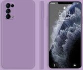 Voor OPPO Reno5 Pro effen kleur imitatie vloeibare siliconen rechte rand valbestendige volledige dekking beschermhoes (paars)