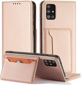 Voor Samsung Galaxy A82 5G Sterk magnetisme Vloeibaar gevoel Horizontale flip-lederen hoes met houder en kaartsleuven en portemonnee (roségoud)