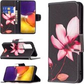 Voor Samsung Galaxy A82 5G Gekleurde Tekening Horizontale Flip Lederen Case met Houder & Kaartsleuven & Portemonnee (Lotus)