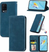 Voor OPPO A54 4G Retro Skin Feel Business Magnetische Horizontale Flip Leren Case Met Houder & Kaartsleuven & Portemonnee & Fotolijst (Blauw)