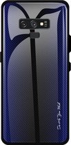 Voor Galaxy Note 9 Texture Gradient Glass beschermhoes (donkerblauw)