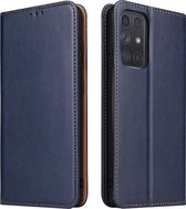 Voor Samsung Galaxy A72 5G Fierre Shann PU Lederen Textuur Horizontale Flip Leren Case met Houder & Kaartsleuven & Portemonnee (Blauw)