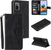 Voor Xiaomi Redmi Note 10 Pro Max Stiksels Kalfsstructuur Horizontale Flip Leren Case met Houder & Kaartsleuven & Portemonnee (Zwart)
