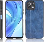 Voor Xiaomi Mi 11 Lite schokbestendig naaipatroon huid PC + PU + TPU-hoes (blauw)