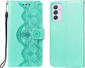 Voor Samsung Galaxy A82 5G Flower Vine Embossing Pattern Horizontale Flip Leather Case met Card Slot & Holder & Wallet & Lanyard (Green)